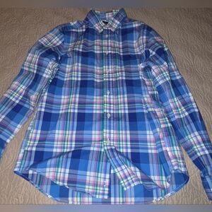 Boy's Ralph Lauren Blue and Pink Plaid Button Down Shirt Size L